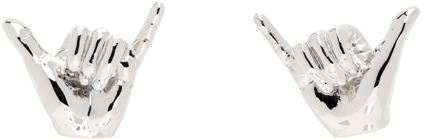 Naušnice Y/PROJECT Silver Mini Shaka Earrings Metalik | 640EA022