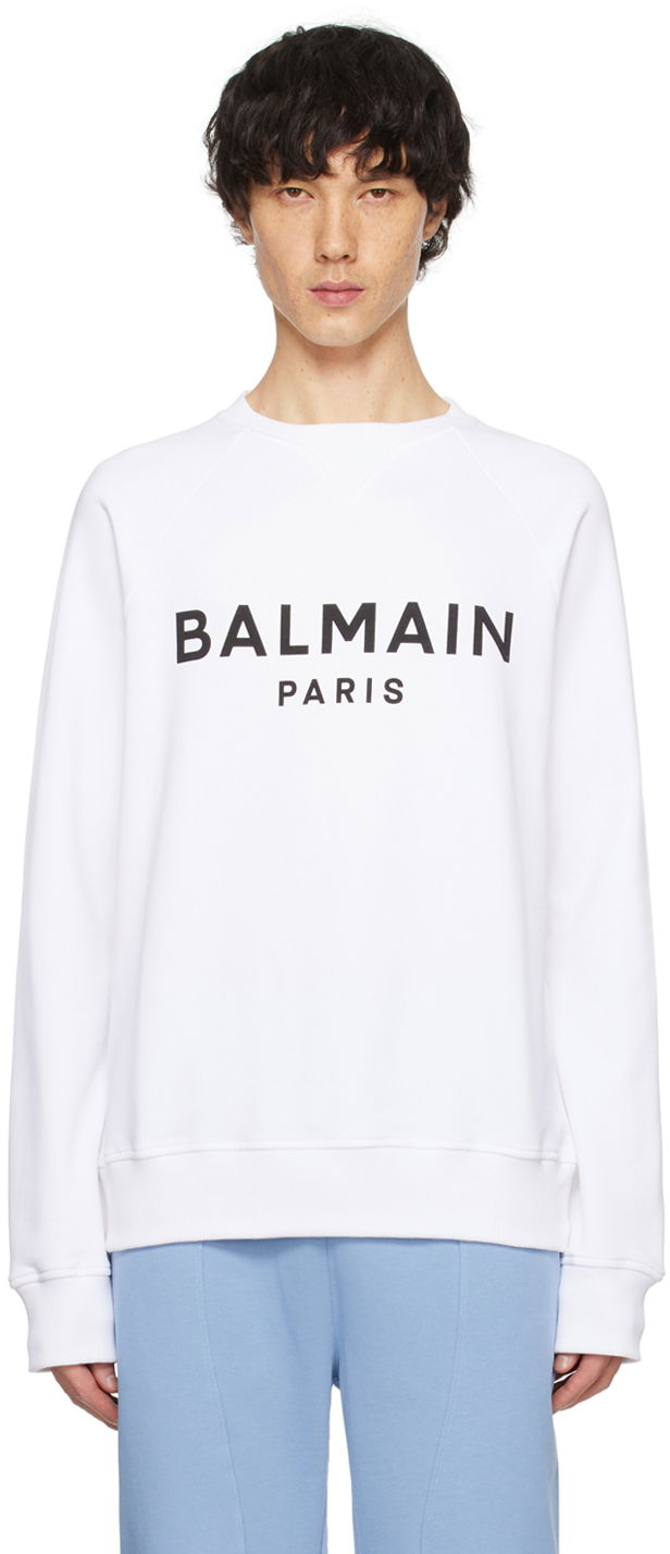 Dukserice Balmain Printed Sweatshirt Bijela | CH1JQ005BB65