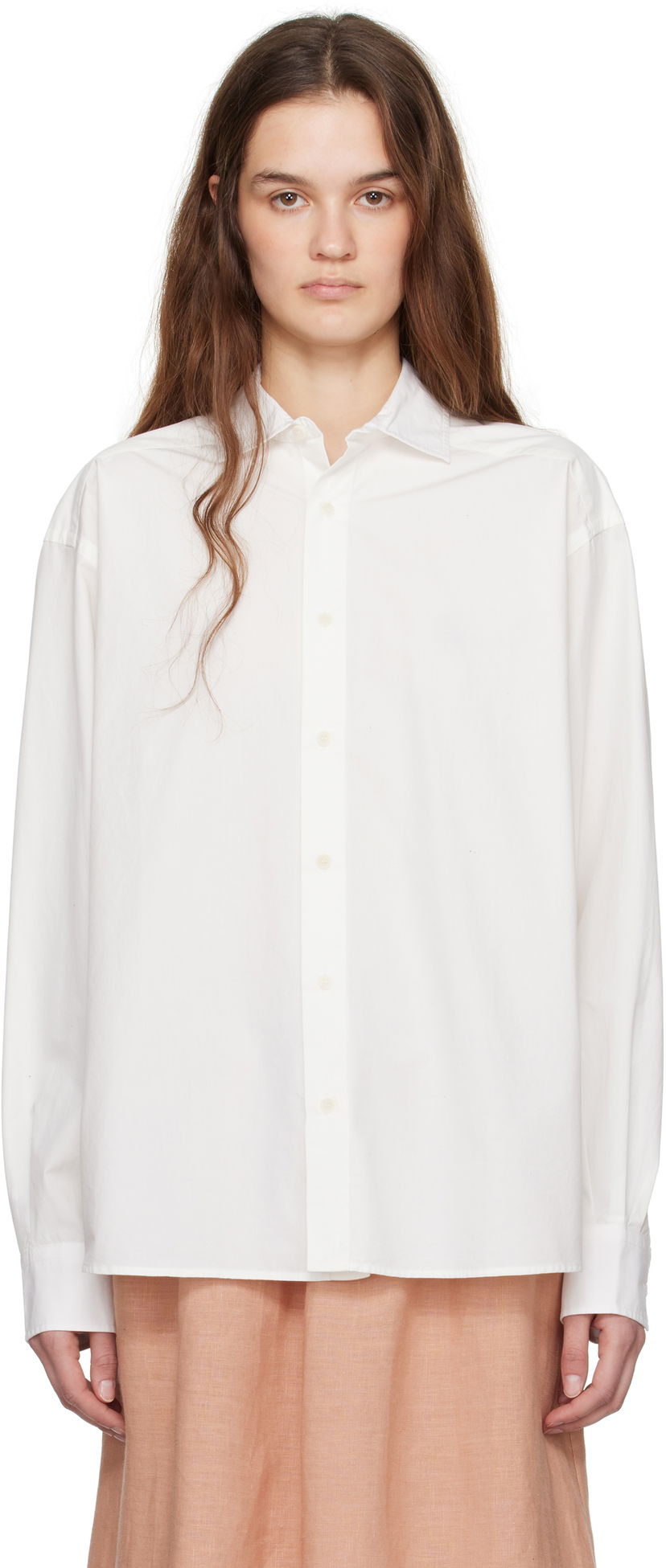 Košulja Baserange Baserange Claude Relaxed-Fit Button-Up Shirt Bijela | SHOL-POU-SP25