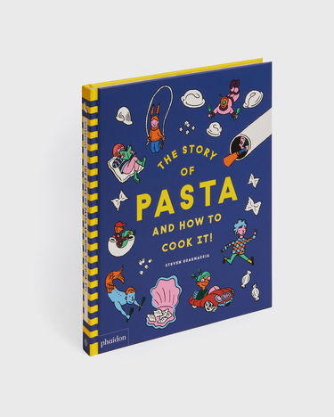 Knjiga i časopis Phaidon The Story of Pasta and How to Cook It! by Steven Guarnaccia Plava | 9781838667016, 2