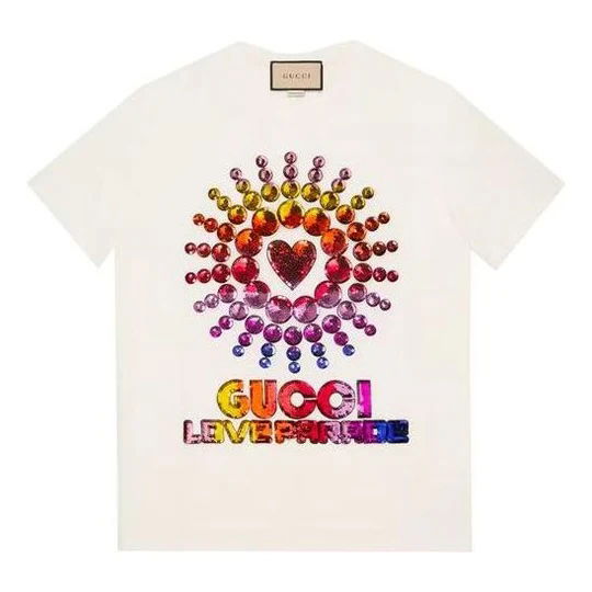 Majica kratkih rukava Gucci Love Parade Oversized T-shirt White Bijela | 615044 XJEN4 9088
