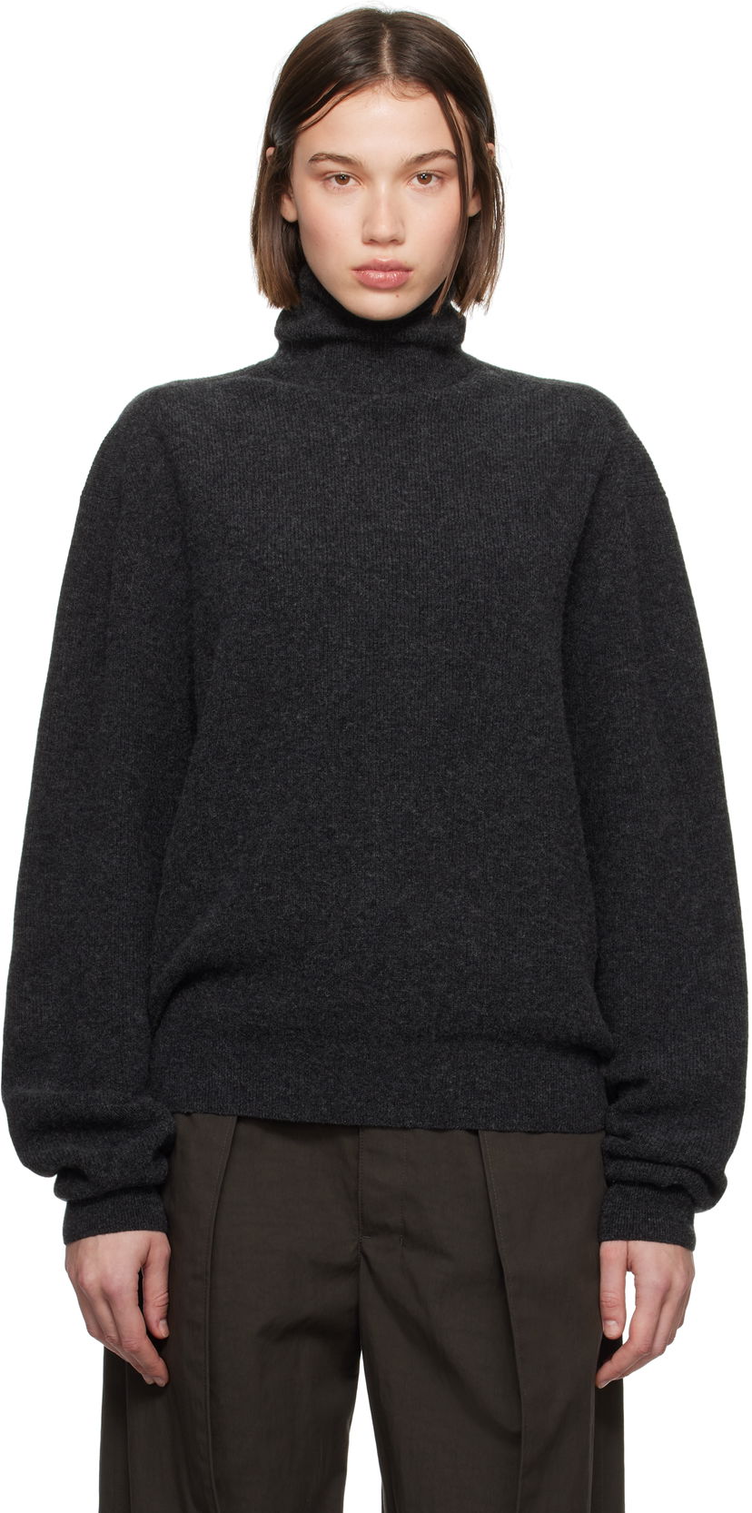 Džemper LEMAIRE LEMAIRE Ribbed Turtleneck Sweater Siva | TO1315 LK1026