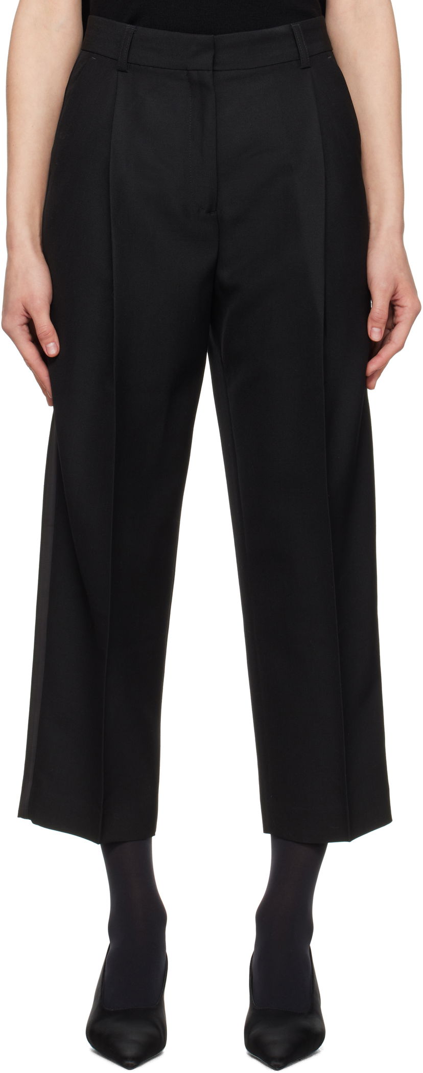 Hlače TOTEME TOTEME Pleated Straight Trousers Crna | 251-WRB0254-FB0026