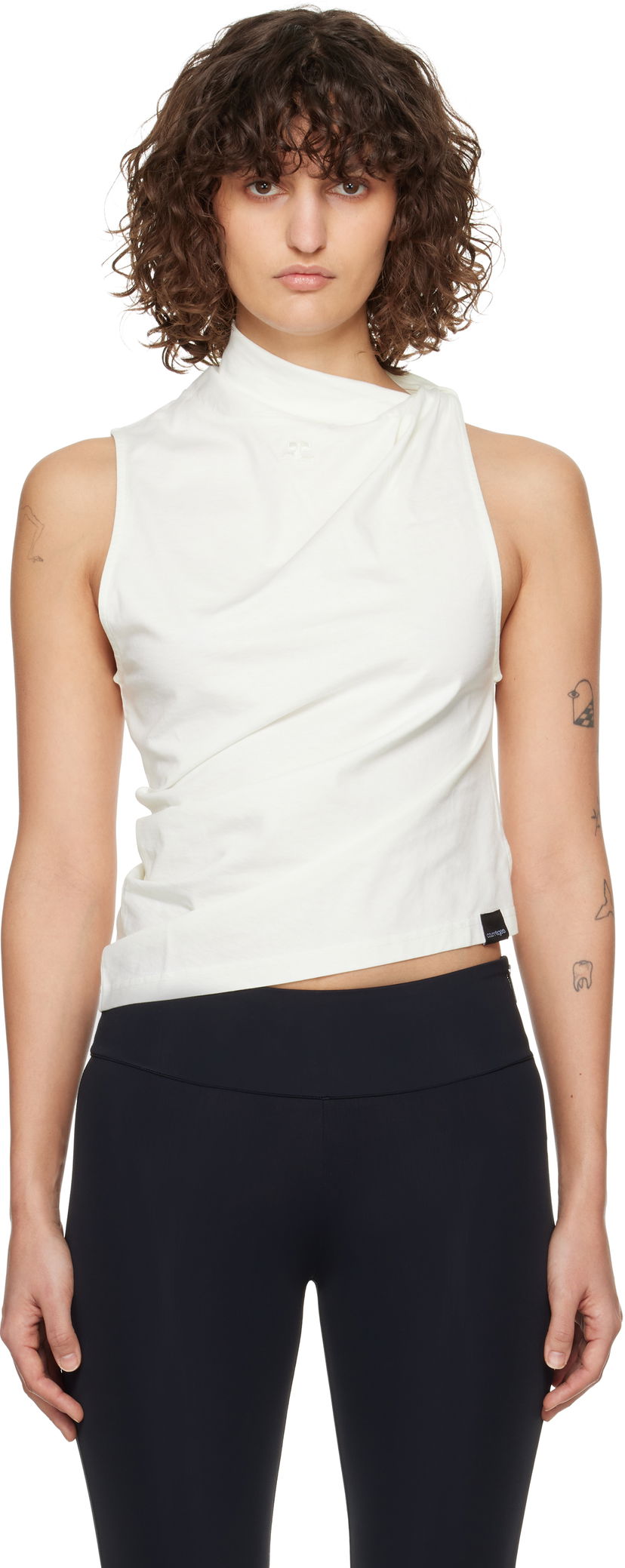 Majica bez rukava Courrèges Courrèges Draped Jersey Tank Top Bijela | 125JDE125JS0107