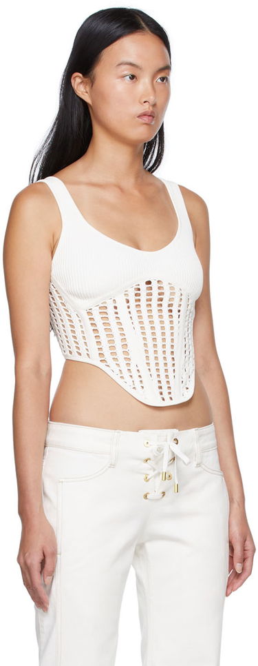 Majica bez rukava Dion Lee Recycled Viscose Tank Top with Lace Up Bijela | A7568S22, 1