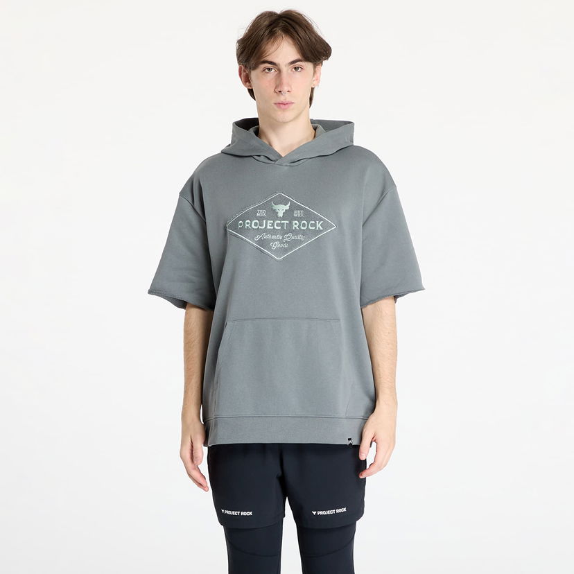 Dukserice Under Armour Project Rock Heavyweight Short Sleeve Hooded Tools T-Shirt Clay Green/ Clay Green Zelena | 1386900-709