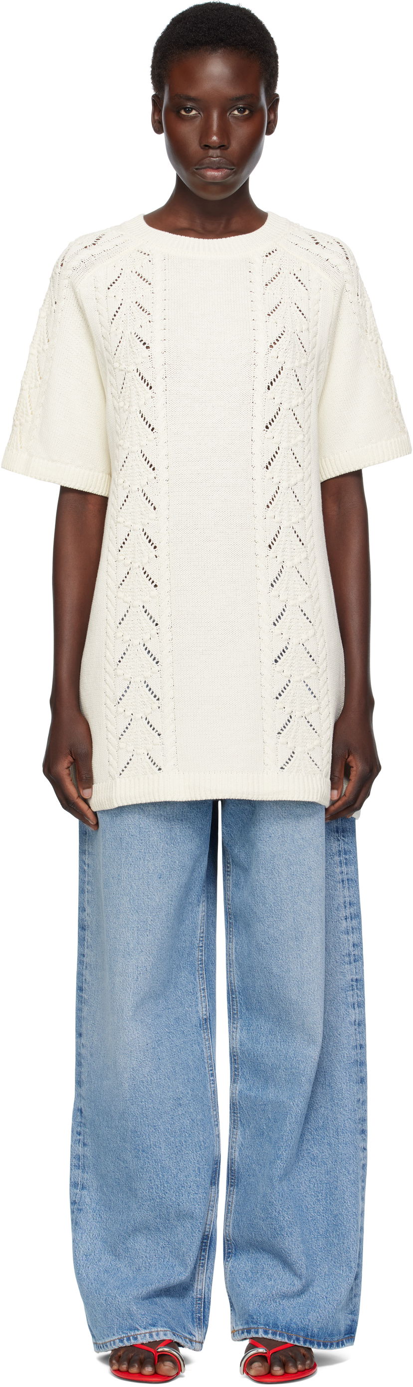 Džemper Loulou de Saison Loulou de Saison Arman Knit Top Bijela | ARMAN