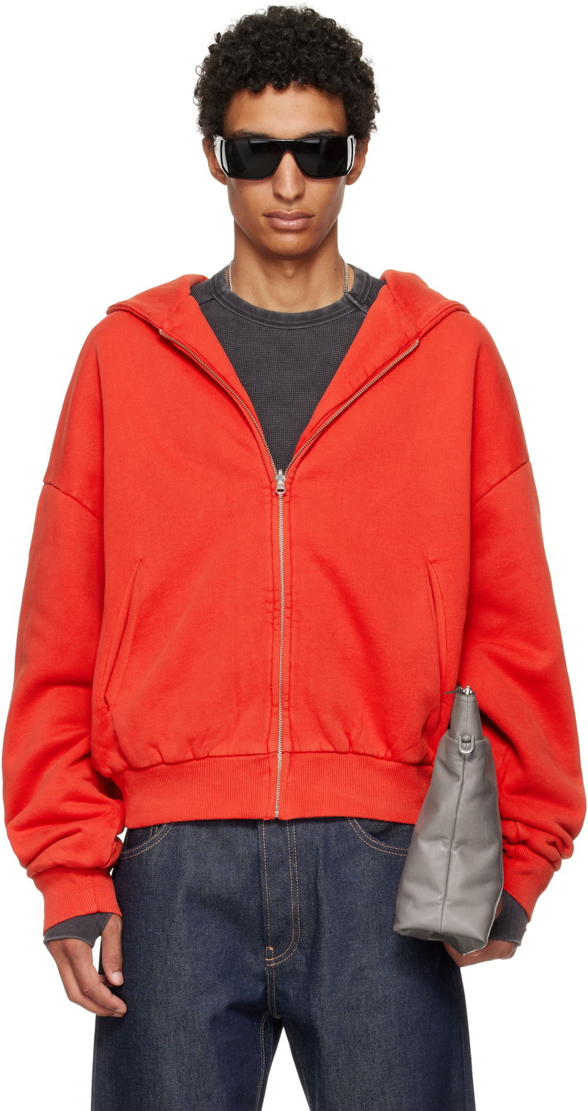 Dukserice Entire Studios Entire Studios Thermal Zip-Up Hoodie Crvena | ES2488CH