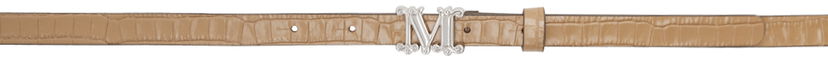 Pojasevi Max Mara Max Mara Crocodile-Print Leather Belt with Monogram Buckle Bež | 2424506091600