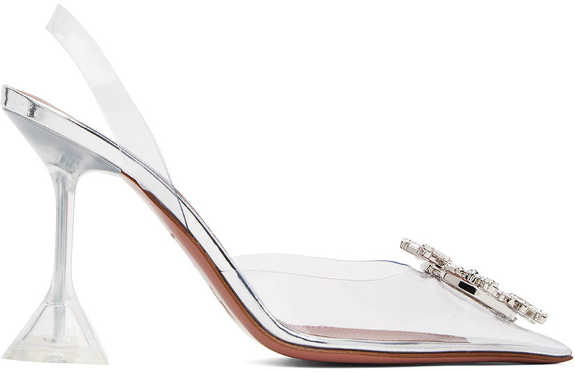 Tenisice i cipele Amina Muaddi Transparent Begum Glass Slingback Heels Bijela | BEGUM GLASS SLING CL PVC