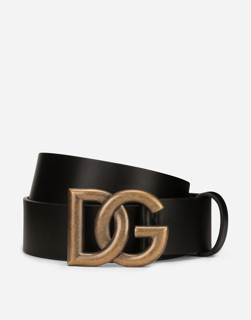 Pojasevi Dolce & Gabbana Leather Belt with DG Logo Buckle Crna | BC4644AX62280999