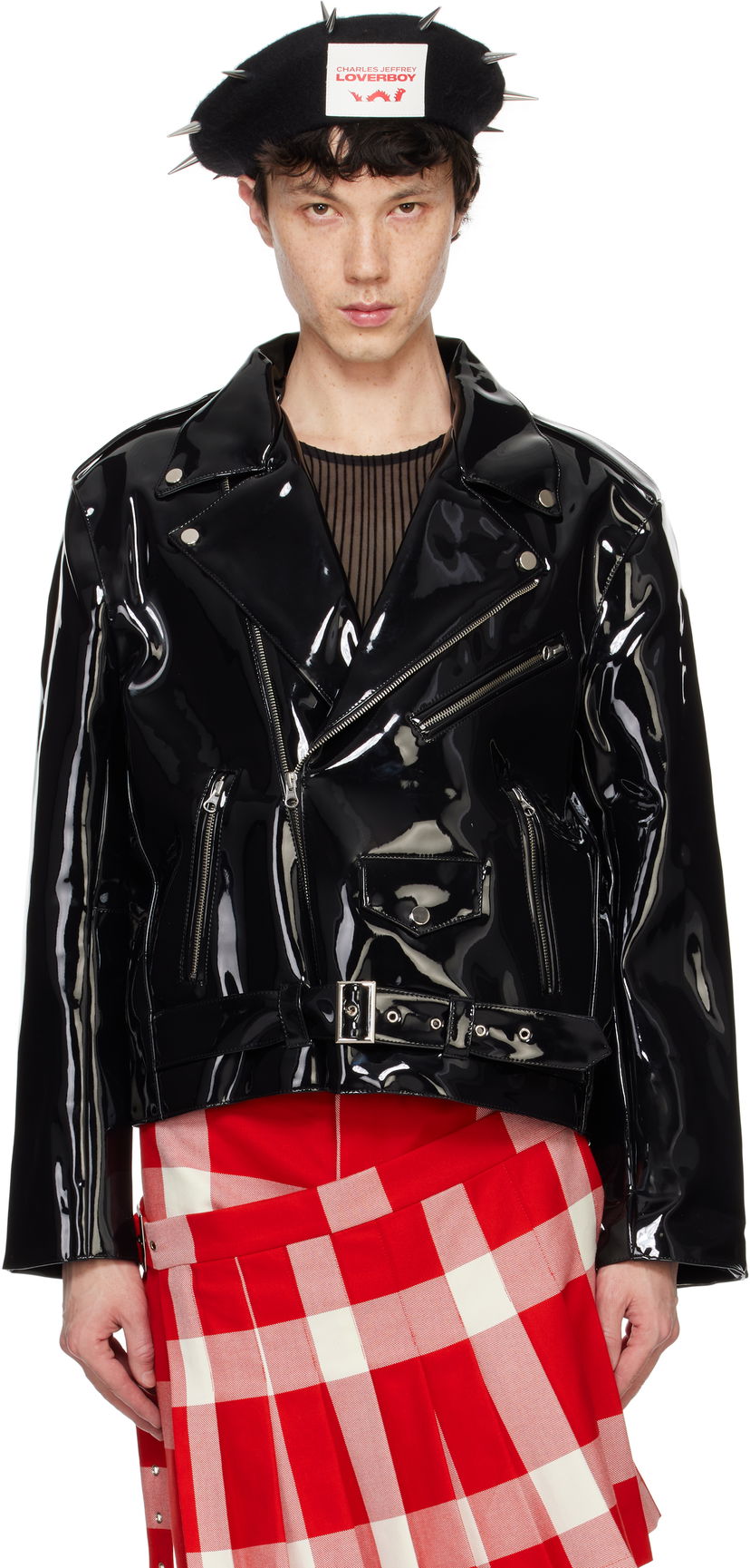 Bomber jakna Charles Jeffrey Loverboy Biker Jacket With Belt Crna | 42010201