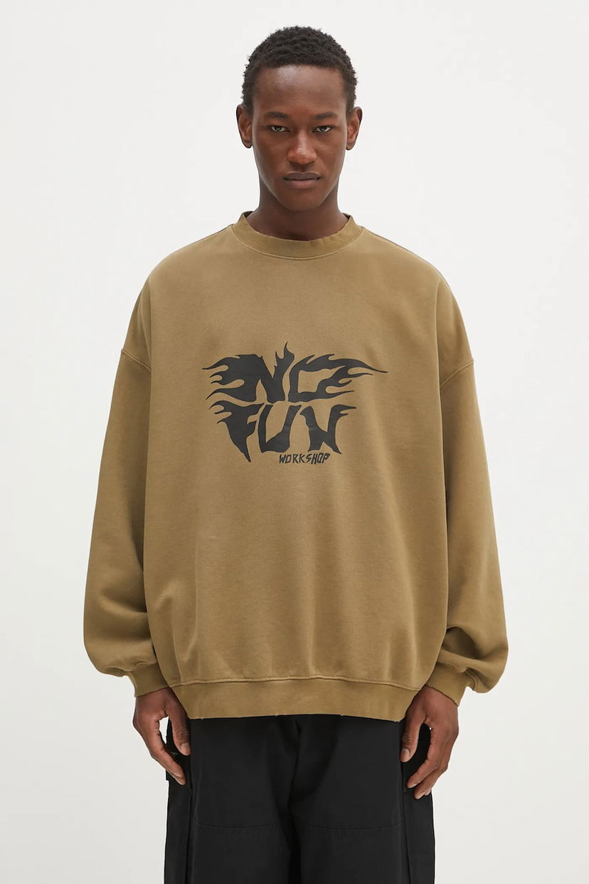 Dukserice 032C 032C 'No Fun' Workshop Print Sweatshirt Smeđa | S25.URC.0522.450
