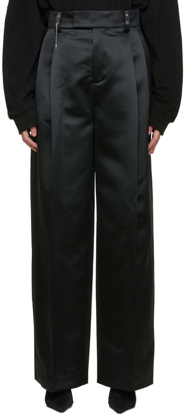 Hlače We11done We11done Satin Wide-Leg Trousers Crna | WD-PT1-22-234-M-BK