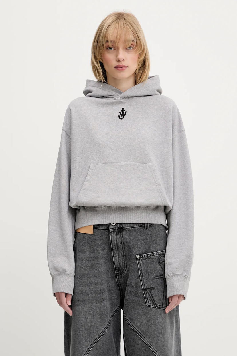 Dukserice JW Anderson JW Anderson Anchor Embroidery Cropped Hoodie Siva | JW0216.PG1719.907