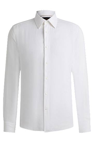Košulja BOSS Slim-Fit Linen Shirt Bijela | 50541109