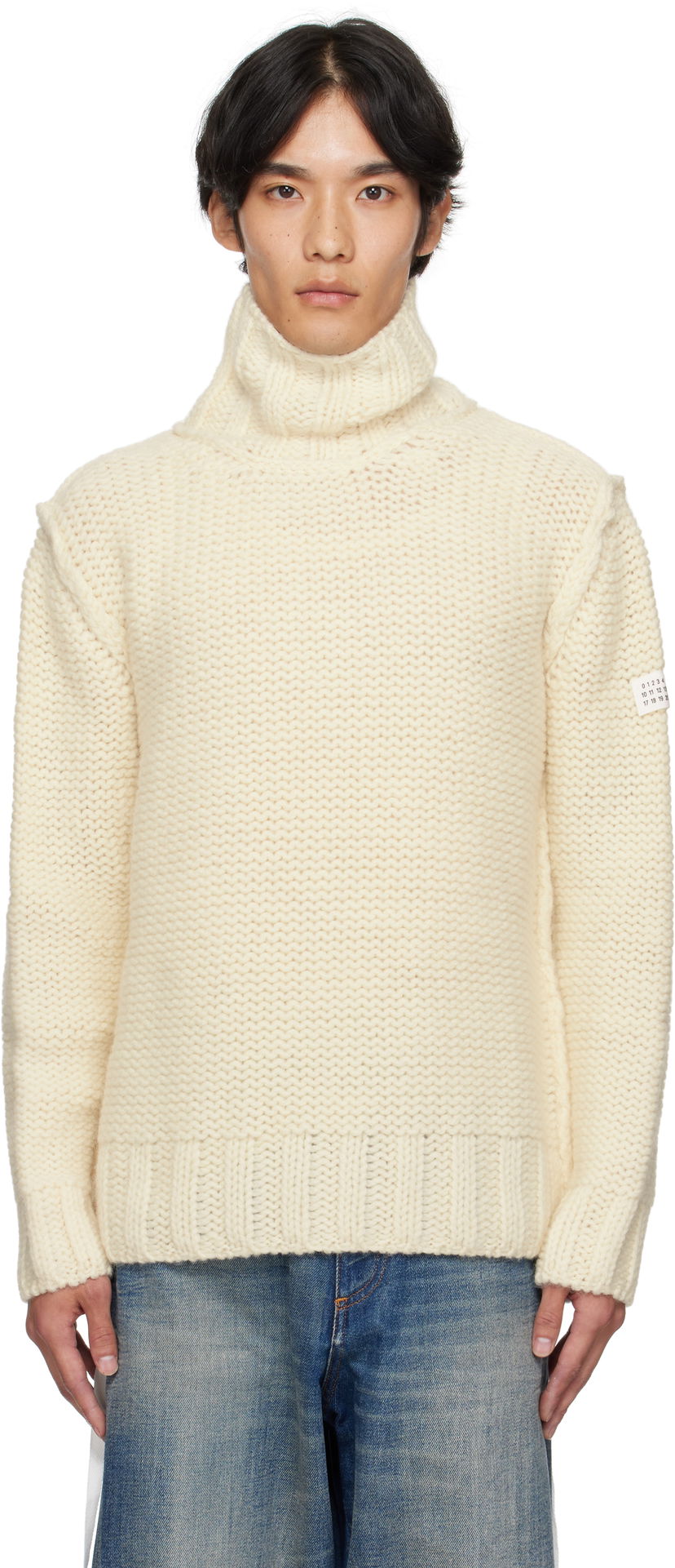 Džemper Maison Margiela MM6 Maison Margiela Chunky Wool Turtleneck Sweater Bijela | SH2HA0008 M13166