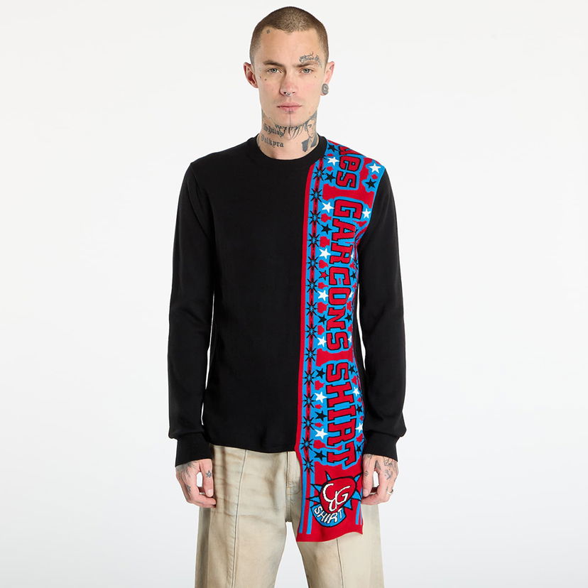 Džemper Comme des Garçons Comme des Garçons SHIRT Soccer Scarf Knitted Sweater Crna | FP-N004-W25 Black
