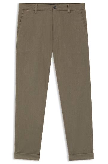 Hlače BOSS Modern-fit trousers in brushed twill Smeđa | 50549461