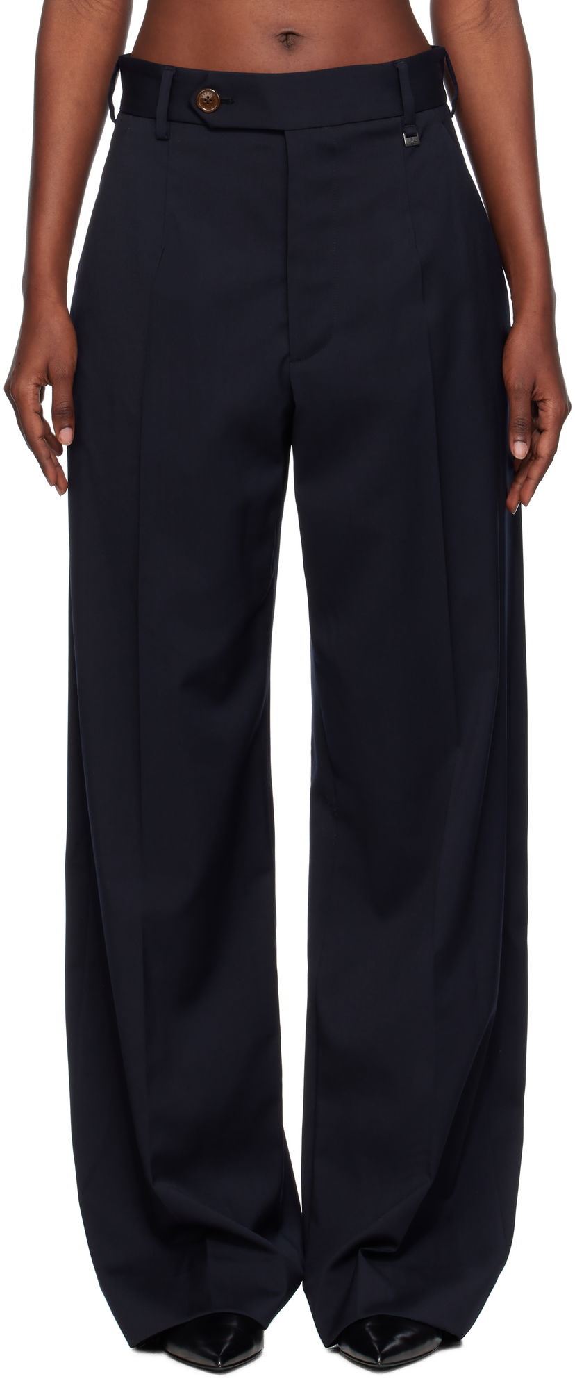 Hlače Vivienne Westwood Vivienne Westwood Lauren Wide-Leg Trousers Tamnoplava | 1F01000Z-W018V-