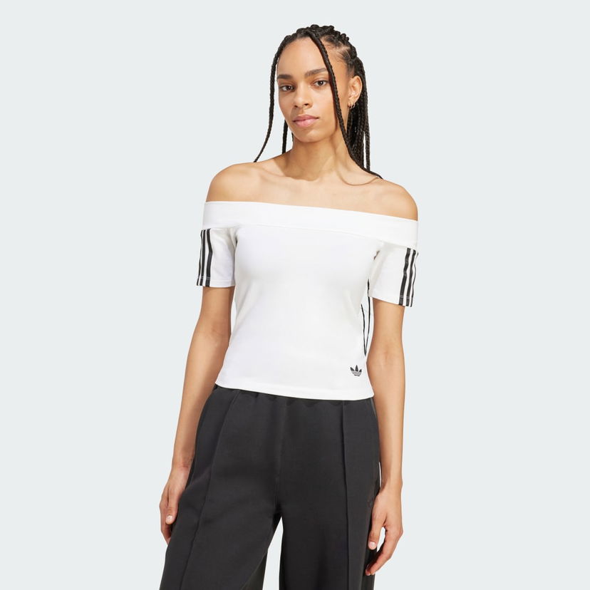 Majica kratkih rukava adidas Performance Adicolor Bandeau Off-The-Shoulder Tee Bijela | JV9741
