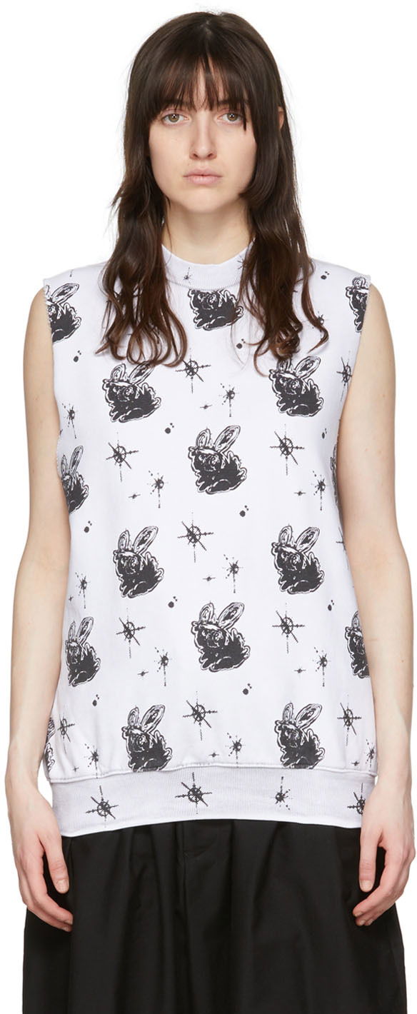 Majica bez rukava We11done We11done Graphic Print Tank Top Bijela | WD-TV1-22-559-U-WH