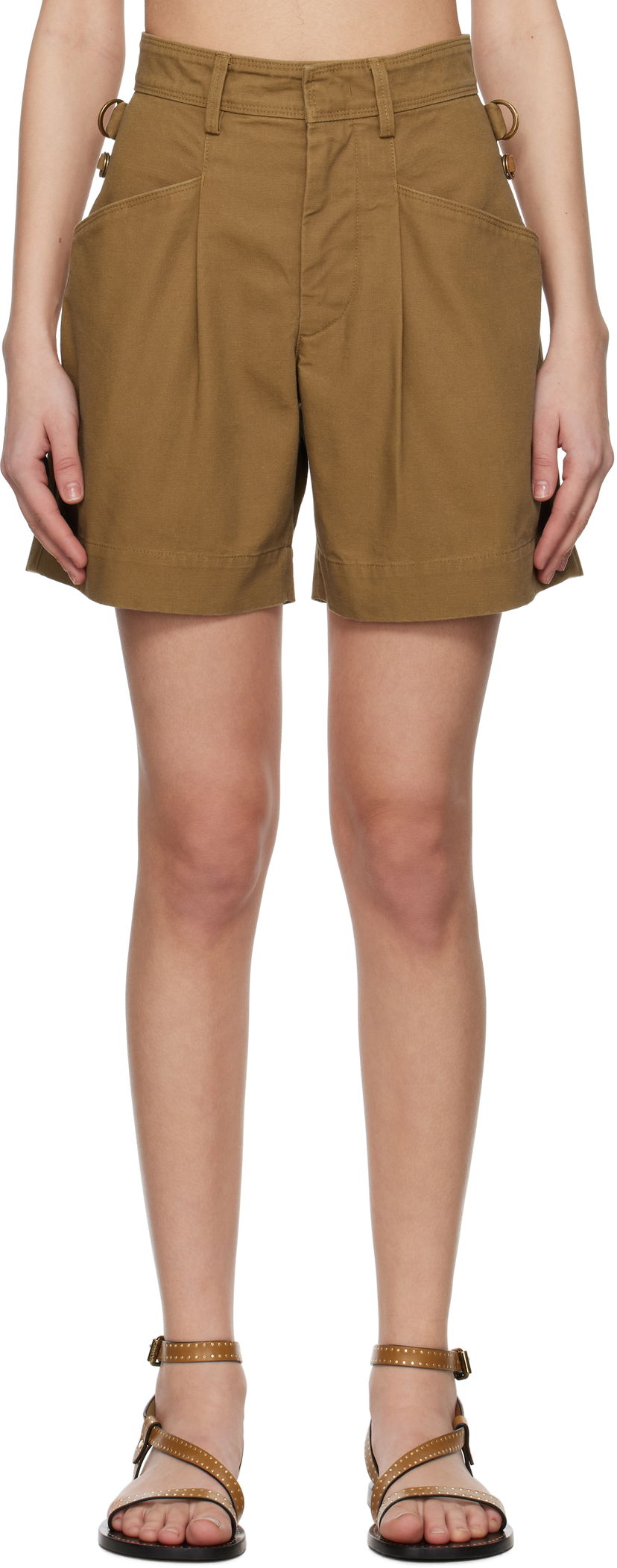 Kratke hlače ISABEL MARANT Isabel Marant Fairy Pleated Shorts Smeđa | SH0221FA-C2F01I