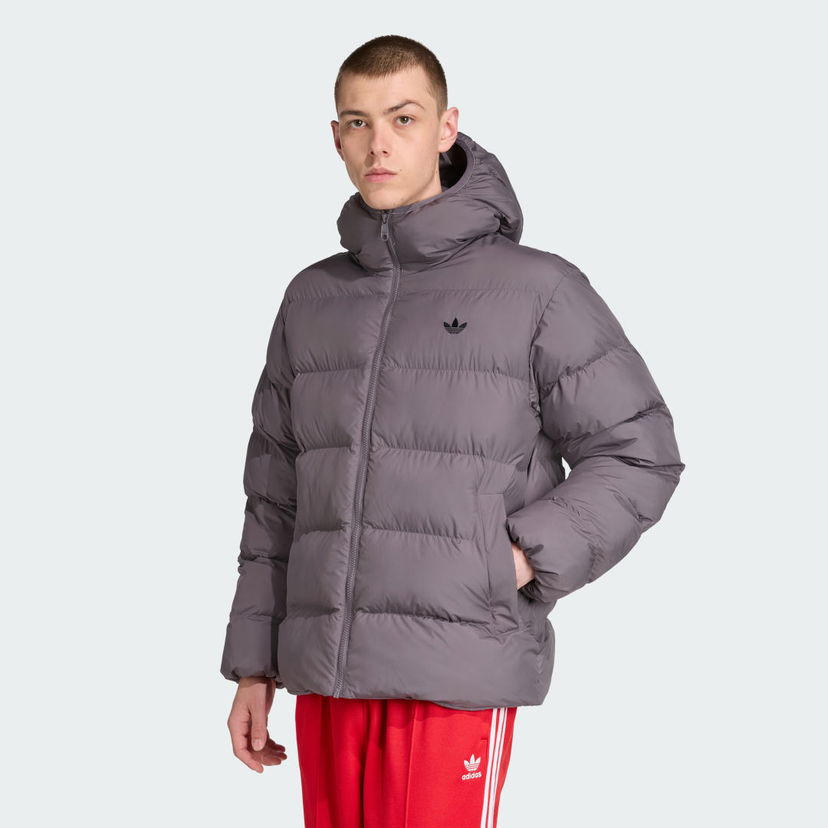 Pernata jakna adidas Performance Hooded Puffer Jacket Siva | JX4122