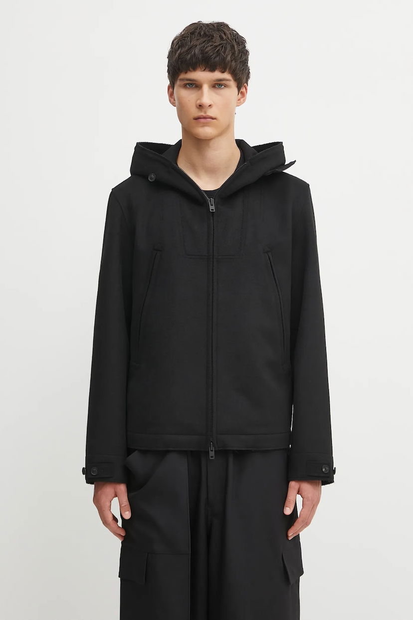 Jakna Y-3 Y-3 Bonded Melton Hooded Jacket Crna | JX4821