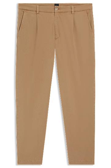 Hlače BOSS Tapered-Fit Stretch Twill Trousers Bež | 50546894
