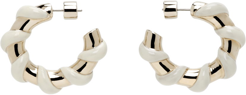 Naušnice LANVIN Lanvin Melodie Candy Twisted Hoop Earrings Bijela | AW-CJFBO5-ENCY-P25