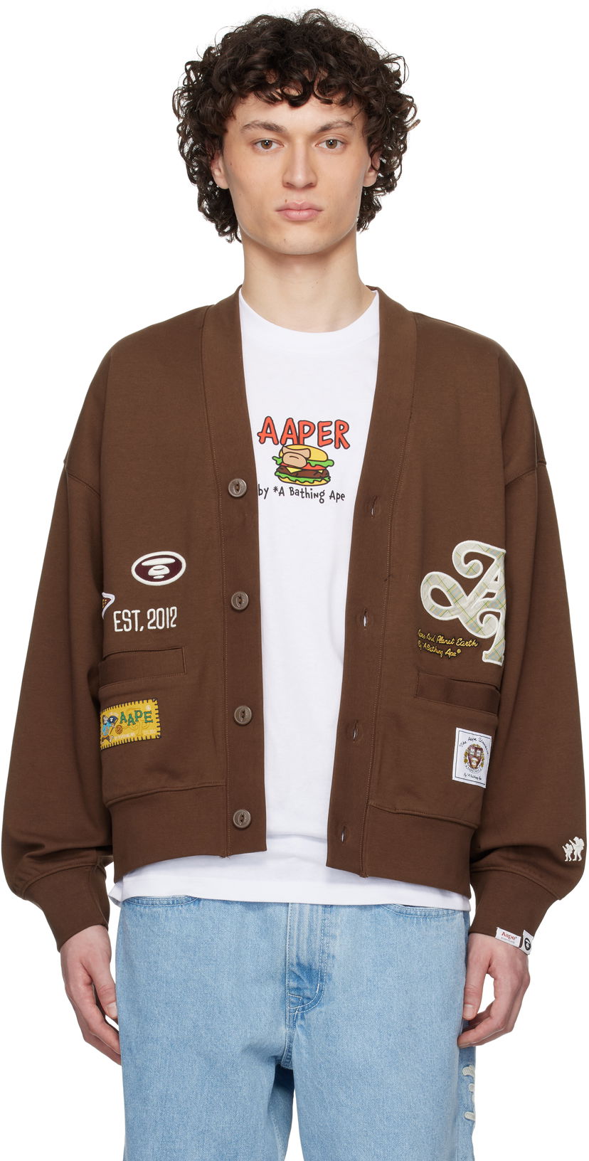 Džemper AAPE by A Bathing Ape AAPE by A Bathing Ape Main Cardigan Smeđa | AAPSWMC324XXNBWX