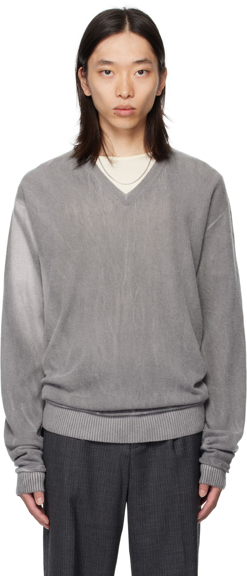 Džemper OUR LEGACY Our Legacy Parallel V-Neck Sweater Siva | M4253PGS