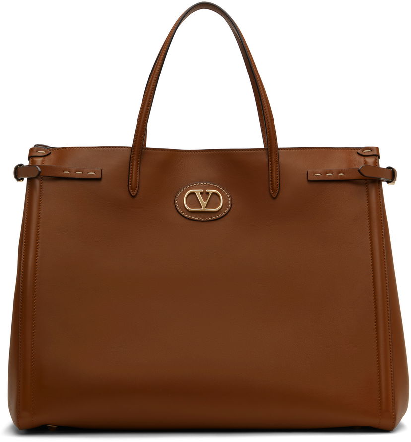 Tote bag Valentino Valentino Garavani Antibes Medium Calfskin Tote Smeđa | 6W2B0R18CVC