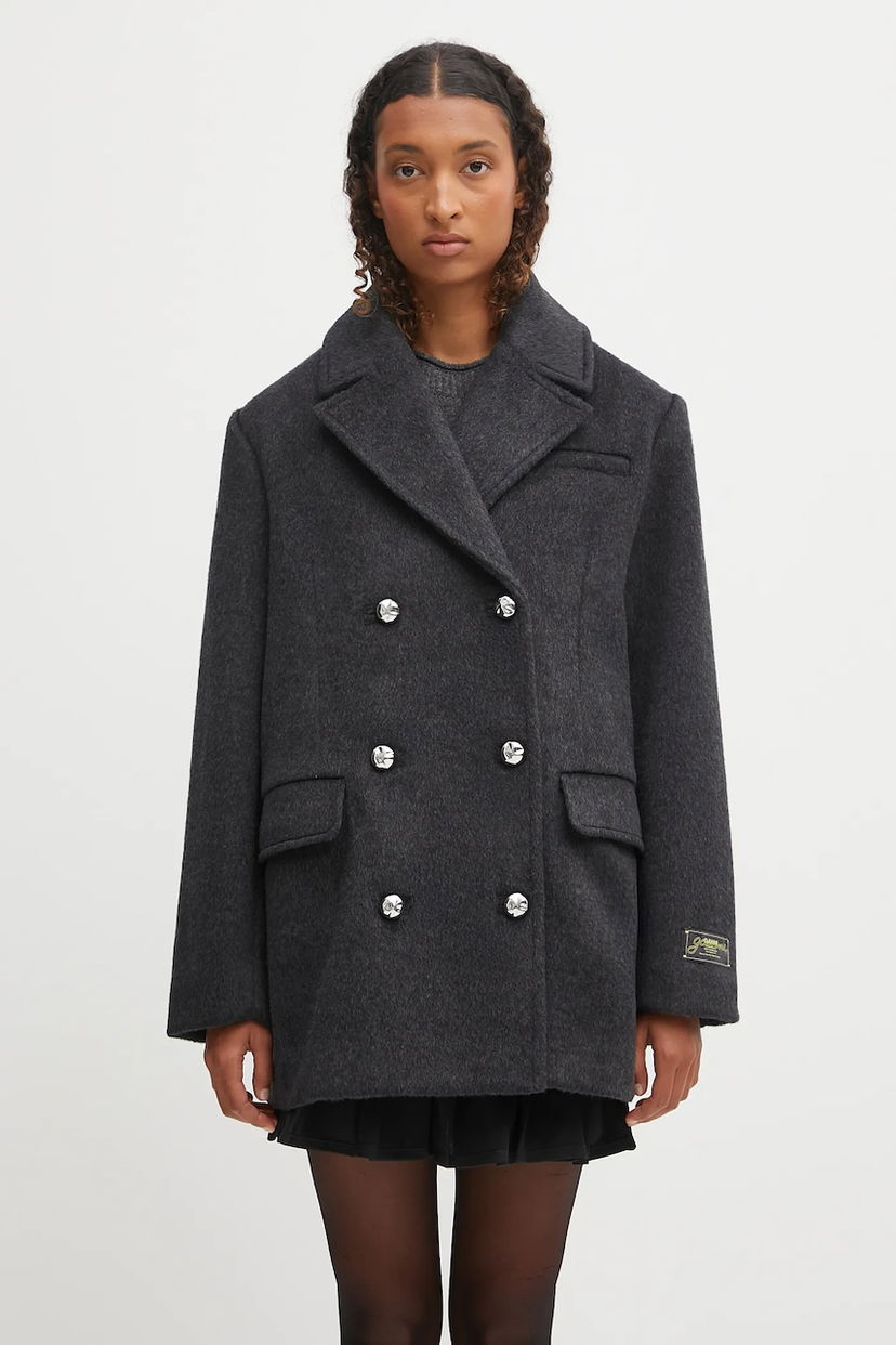 Kaputi GANNI GANNI Double Faced Wool Doublebreasted Blazer Siva | W0567