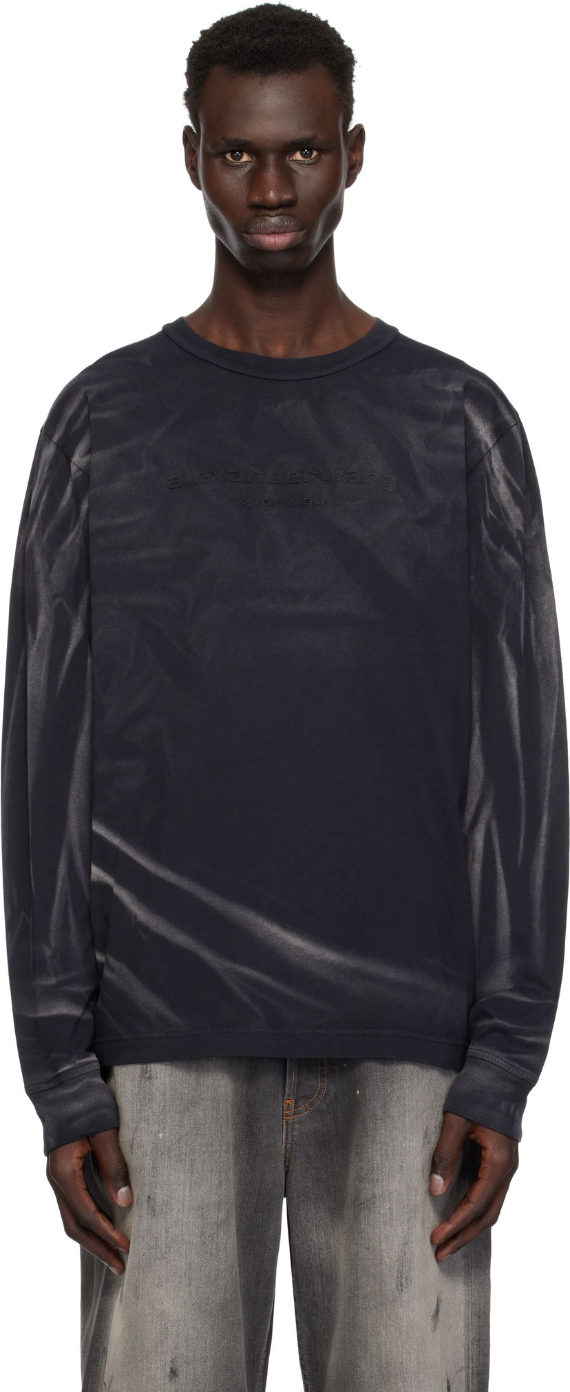 Majica kratkih rukava Alexander Wang Alexander Wang Crease Wash Long Sleeve T-shirt Crna | UCC1251782