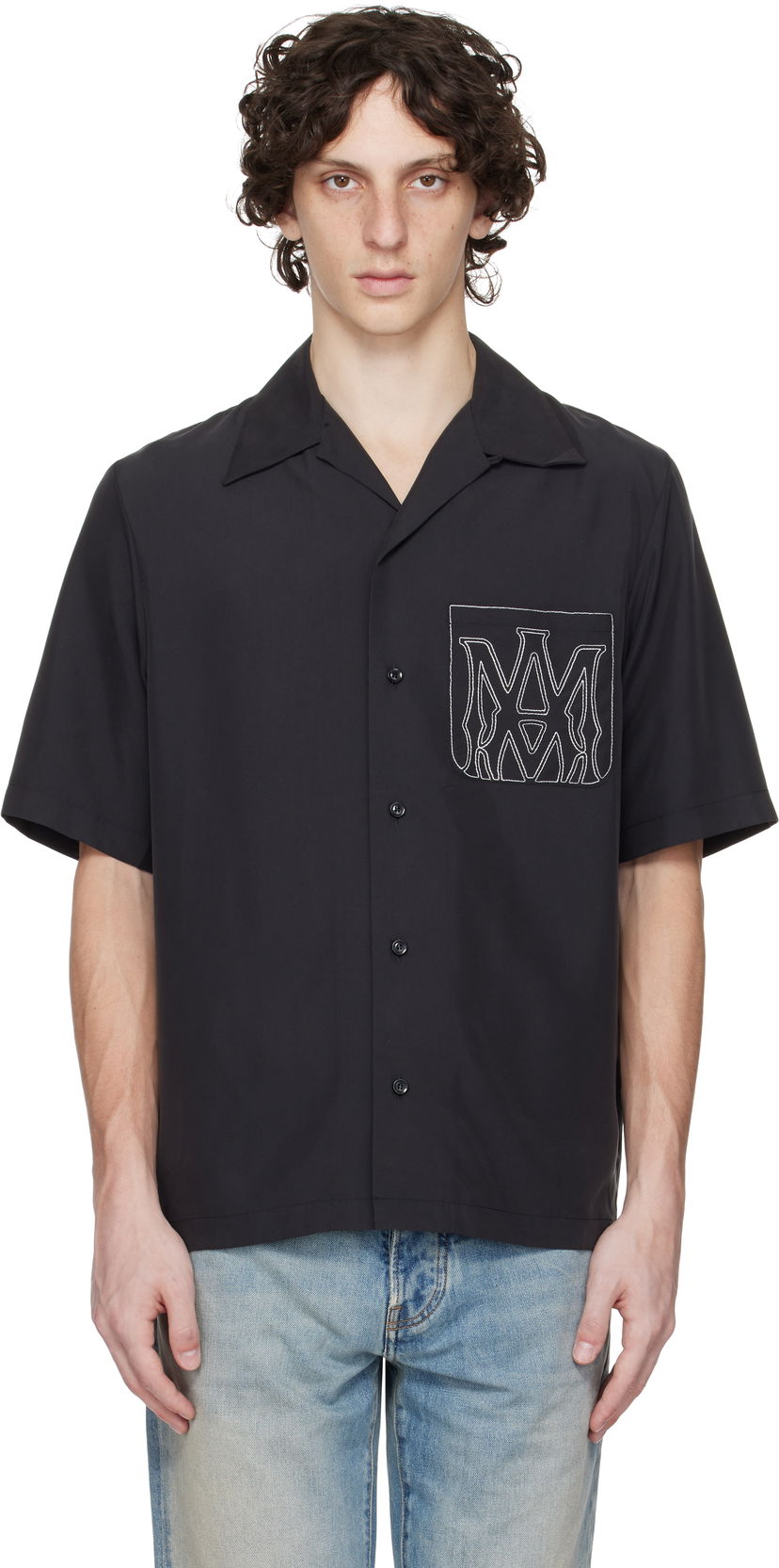 Košulja AMIRI AMIRI MA Outline Bowling Shirt Crna | AMSTCA1151