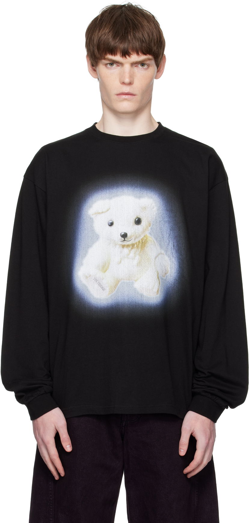 Majica kratkih rukava We11done We11done Glow Teddy Long Sleeve T-Shirt Crna | WD-TT2-25-775-U-BK