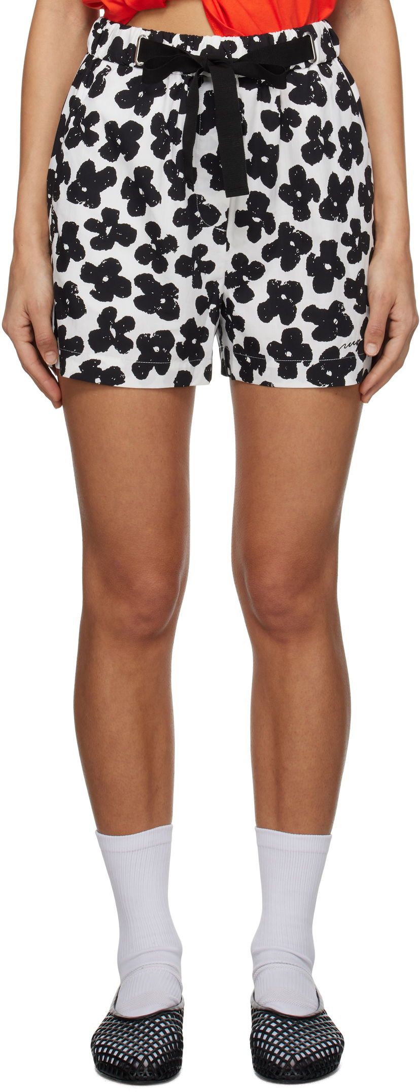 Kratke hlače MSGM MSGM Floral Print Shorts Bijela | 3841MDB06AX 257153