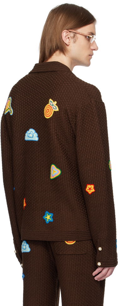 Džemper Casablanca Casablanca Crochet Motif Cardigan Smeđa | MS25-KW-912-01, 2