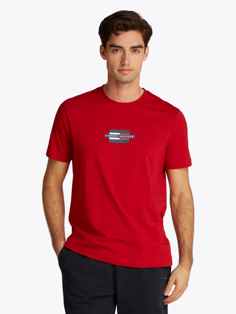 Majica kratkih rukava Tommy Hilfiger Tommy Hilfiger Flag Box T-Shirt Crvena | MW0MW38636XLD