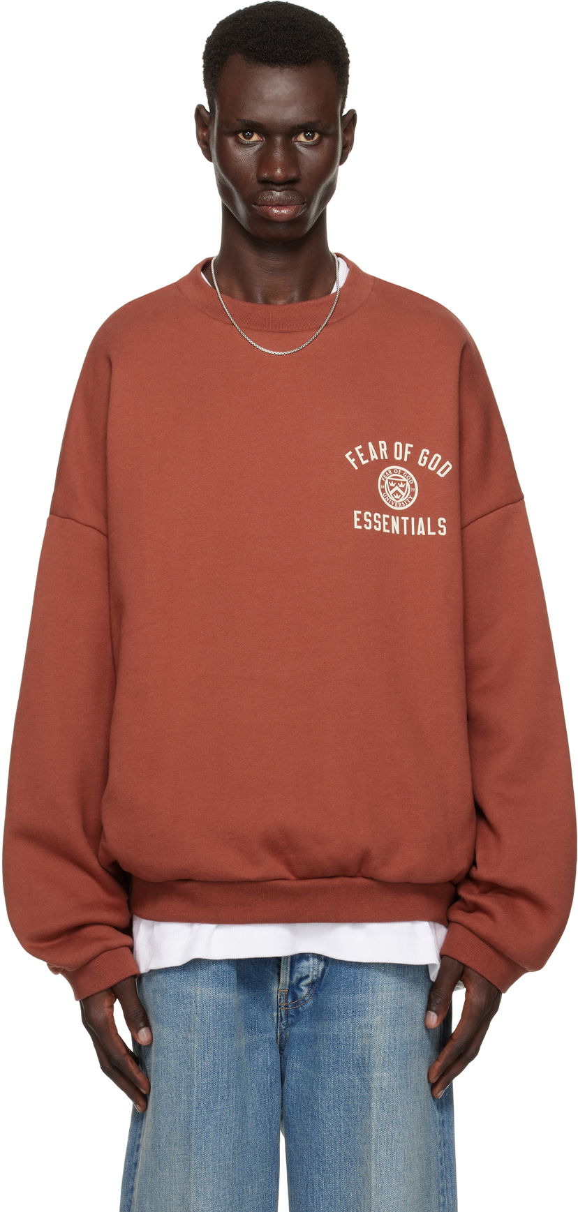 Džemper Fear of God Fear of God ESSENTIALS Fleece Crewneck Sweatshirt Smeđa | 192HO246266F