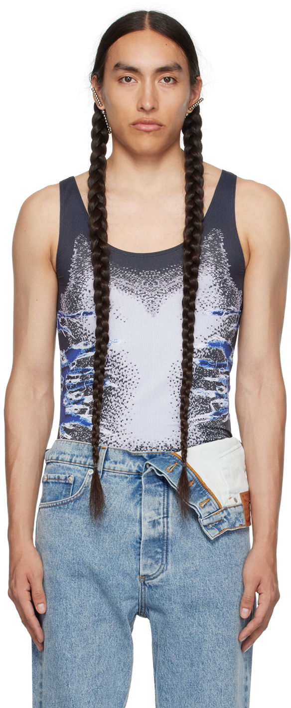 Majica bez rukava Y/PROJECT Black Whisker Print Tank Top Crna | TS88-S25