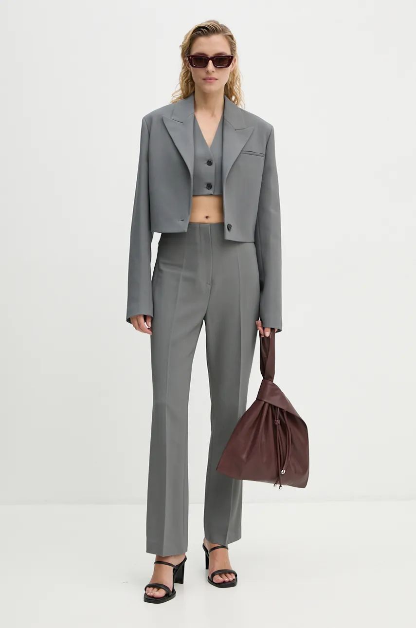 Hlače Nanushka Erinna High Waist Pants Siva | NW24PFOW18055, 1