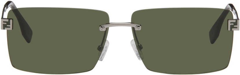 Sunčane naočale FENDI Rectangular Rimless Sky Eyewear with Monogram Temples Zelena | FE40165UM6014N 840126859997