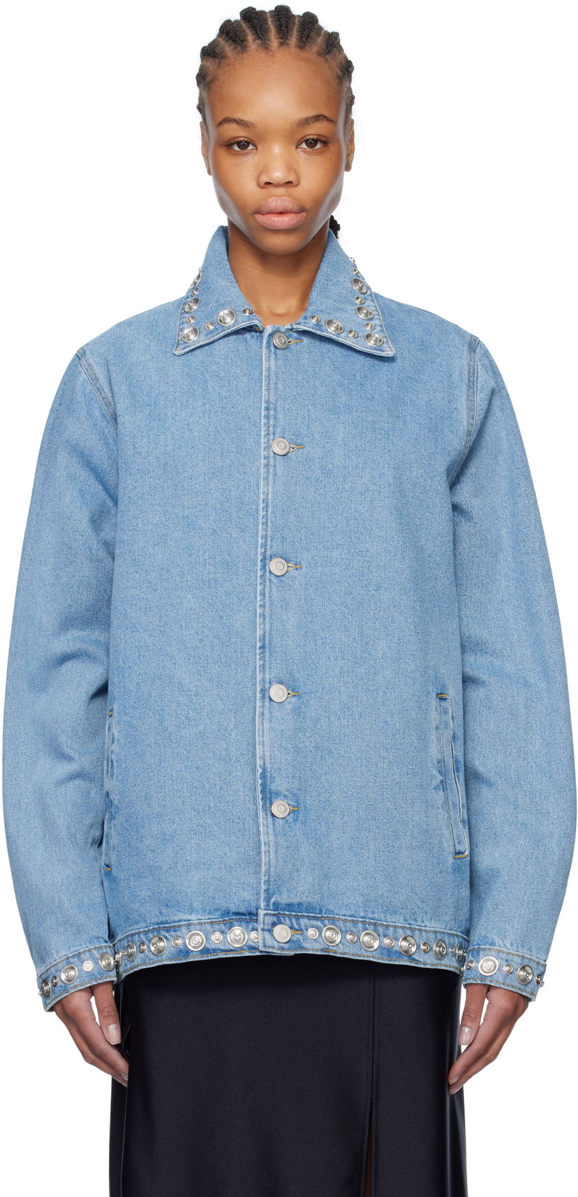 Jakna Coperni Coperni Studded Denim Jacket Plava | COPBL27STF2008