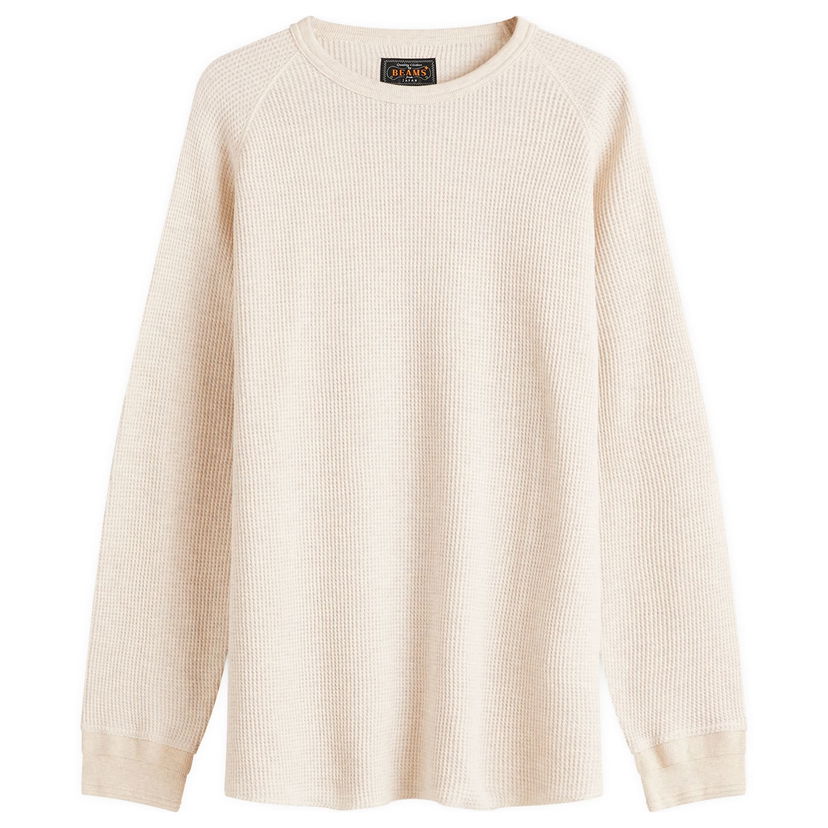 Džemper BEAMS Beams Plus Long Sleeve Thermal T-Shirt, Size Large Bež | 3814-0057-156-09