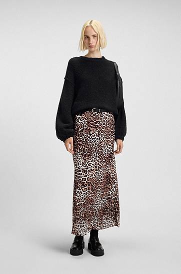Džemper BOSS Oversized-fit knitted sweater with puff sleeves Crna | 50548252, 1