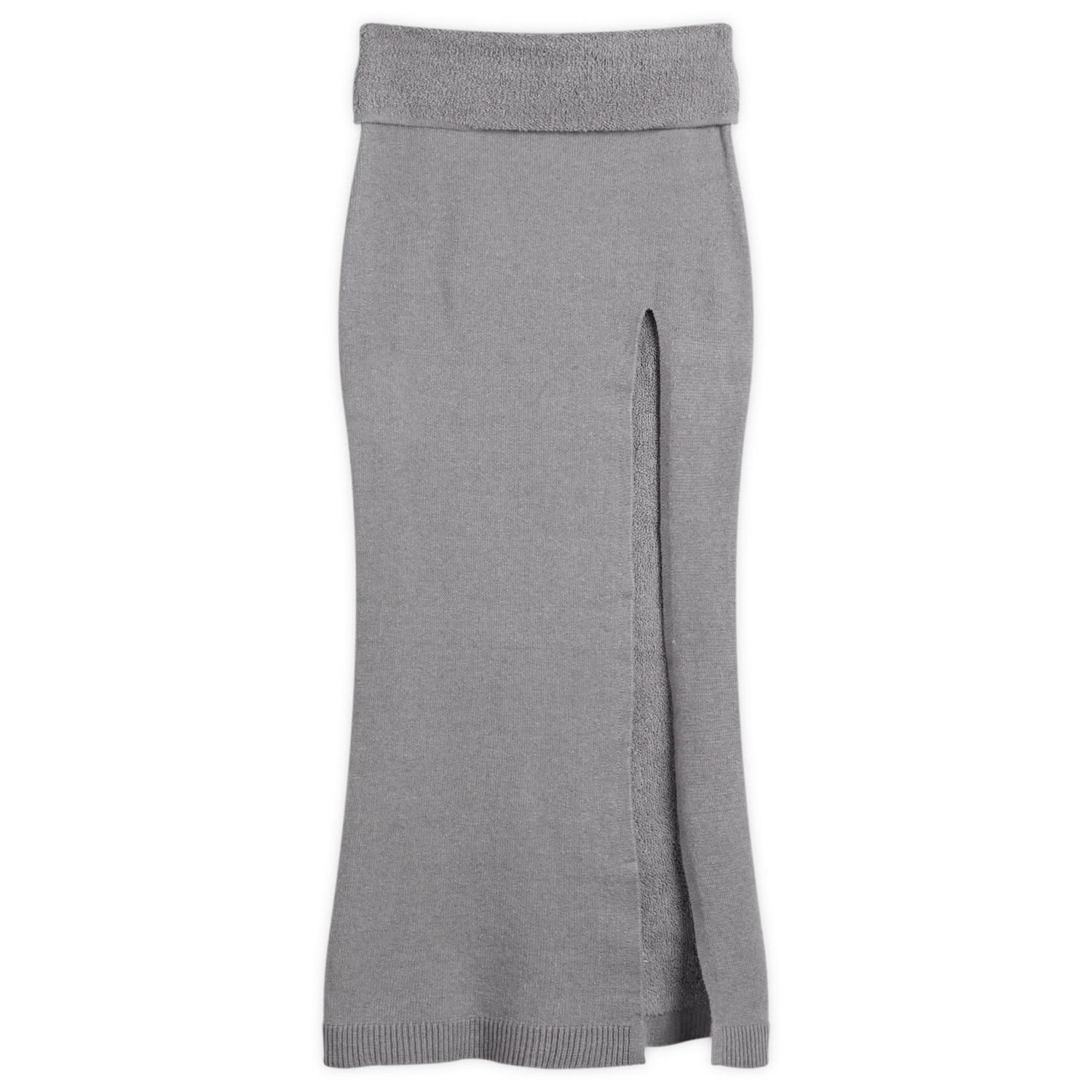 Suknja SKIMS Textured Knit High Slit Long Skirt Siva | SK-SKT-9921W-DHG, 0