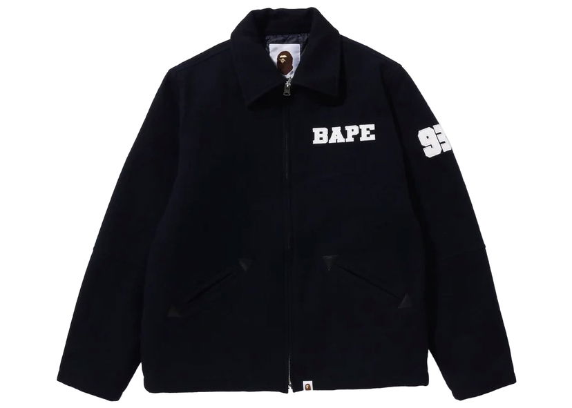 Jakna BAPE BAPE Bape Melton Zip Jacket Navy Tamnoplava | 1J80-141-005